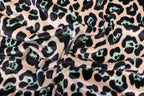 Jaguar Print Velvet Fabric Blush Pink Black Light Blue Animal Rosettes