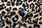 Jaguar Print Velvet Fabric Blush Pink Black Light Blue Animal Rosettes