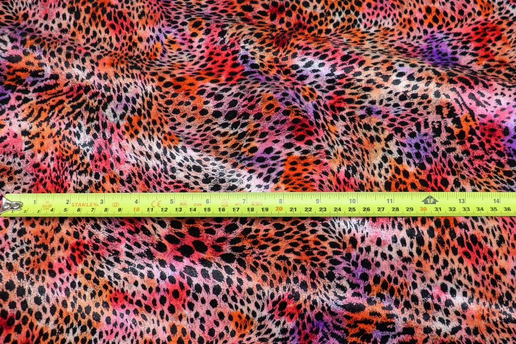 Red Pink Purple Velvet Fabric Small Abstract Animal Spots