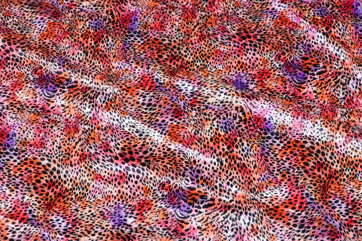 Red Pink Purple Velvet Fabric Small Abstract Animal Spots