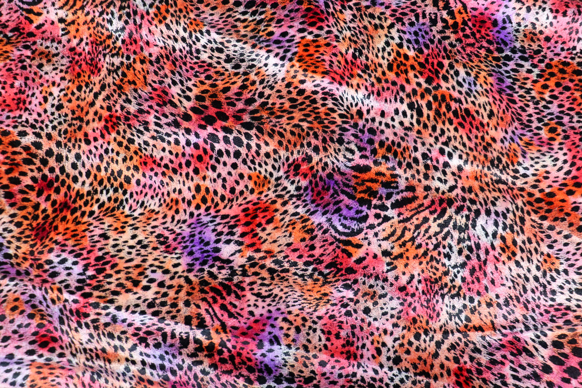 Red Pink Purple Velvet Fabric Small Abstract Animal Spots