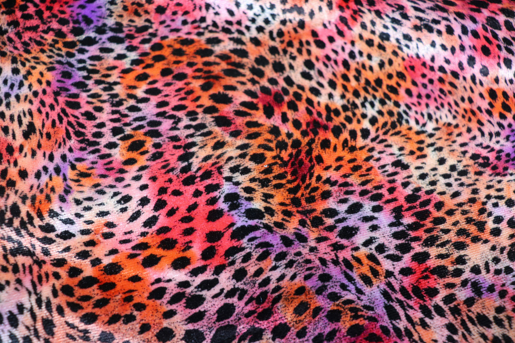 Red Pink Purple Velvet Fabric Small Abstract Animal Spots