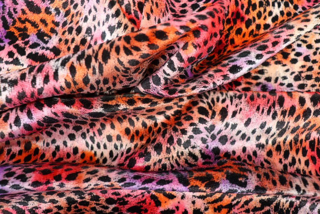 Red Pink Purple Velvet Fabric Small Abstract Animal Spots