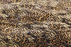 Golden Brown Leopard Velvet Fabric Abstract Fur Effect Print