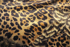 Golden Brown Leopard Velvet Fabric Abstract Fur Effect Print