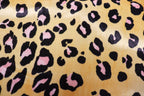 Golden Leopard Velvet Fabric Black Pink Animal Spots