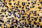 Golden Leopard Velvet Fabric Black Pink Animal Spots