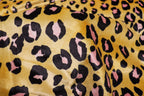 Golden Leopard Velvet Fabric Black Pink Animal Spots