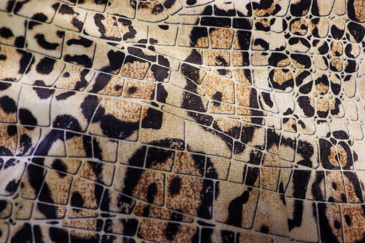 Jaguar Scale Velvet Fabric Layered Animal Spot Design