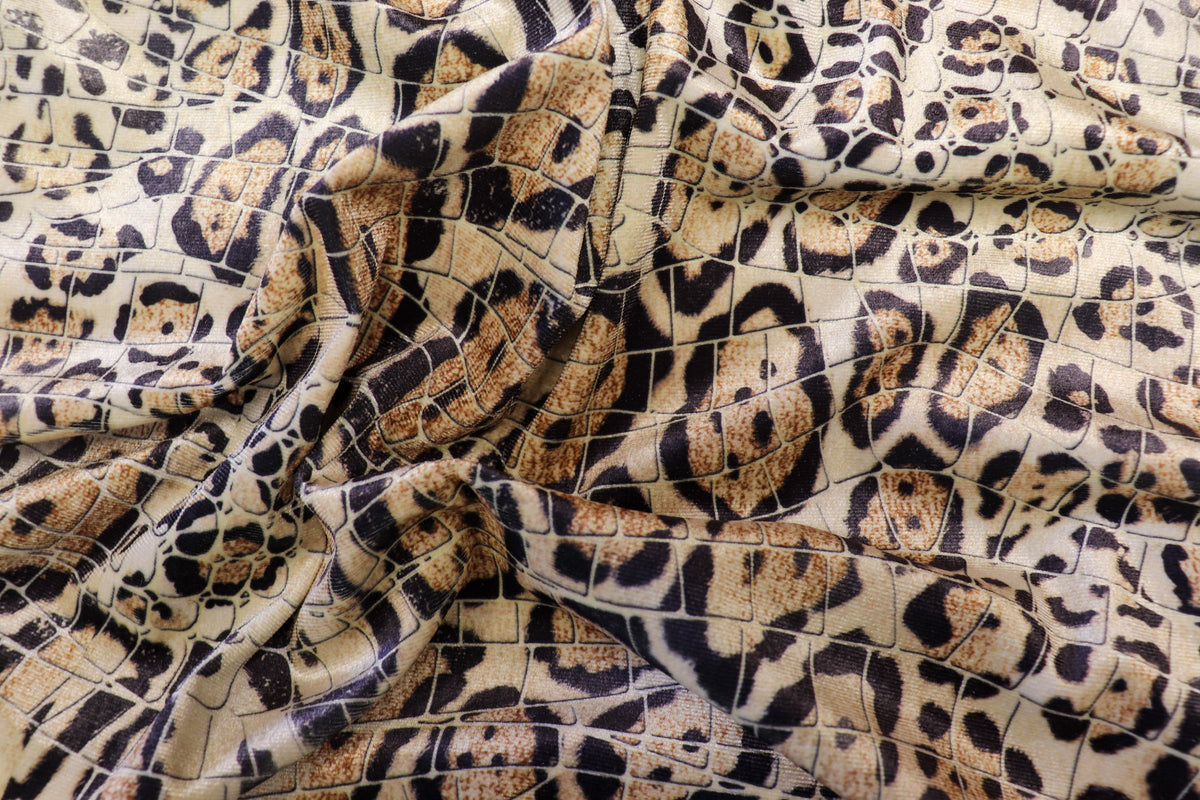 Jaguar Scale Velvet Fabric Layered Animal Spot Design