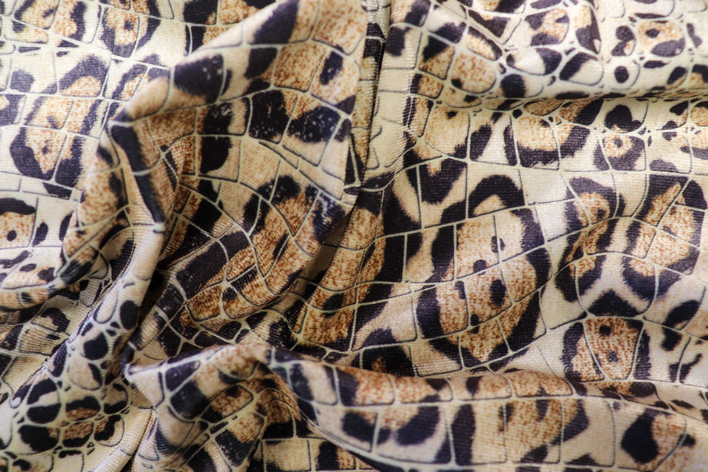 Jaguar Scale Velvet Fabric Layered Animal Spot Design
