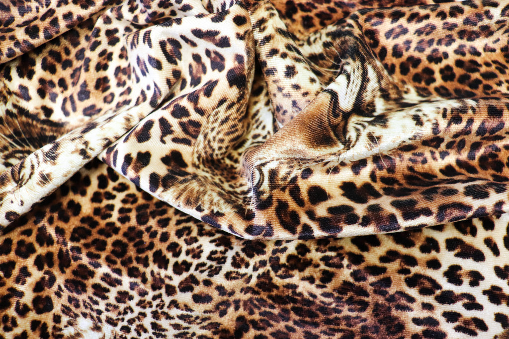 Leopard Face Velvet Fabric Large Animal Portrait Print
