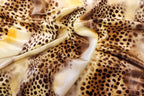 Brown Beige Cheetah Velvet Fabric Tie Dye Waves Black Spots