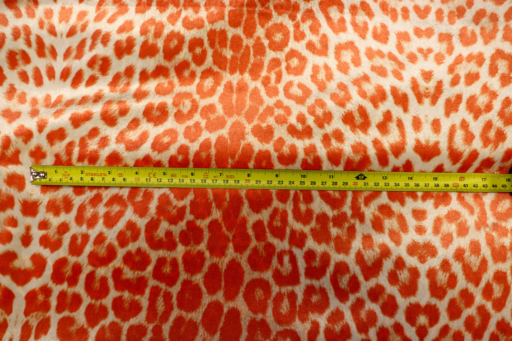 Coral Leopard Velvet Fabric Animal Print