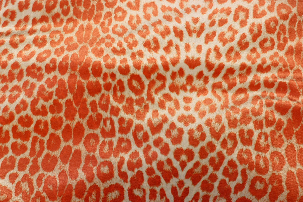 Coral Leopard Velvet Fabric Animal Print