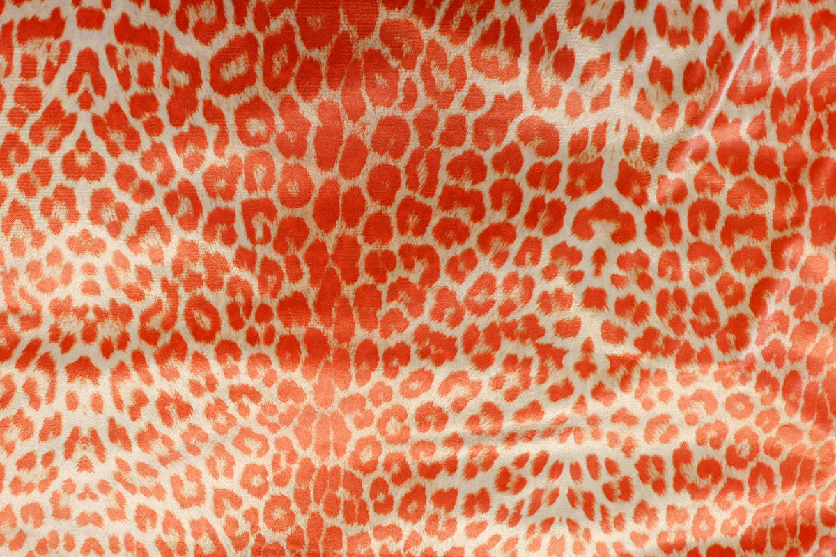 Coral Leopard Velvet Fabric Animal Print