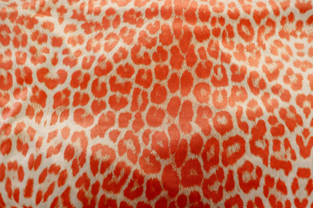 Coral Leopard Velvet Fabric Animal Print