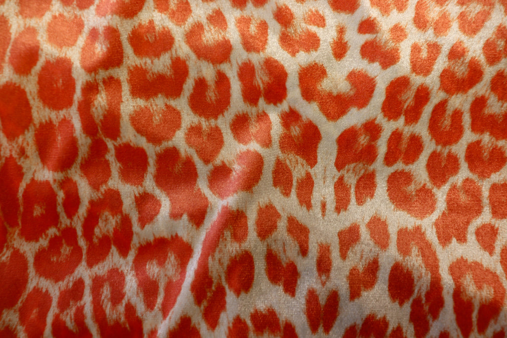 Coral Leopard Velvet Fabric Animal Print
