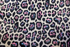 White Leopard Velvet Fabric Black Blue Pink Spots