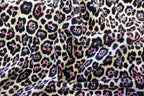 White Leopard Velvet Fabric Black Blue Pink Spots