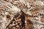 Brown Beige Animal Velvet Fabric Abstract Mixed Print