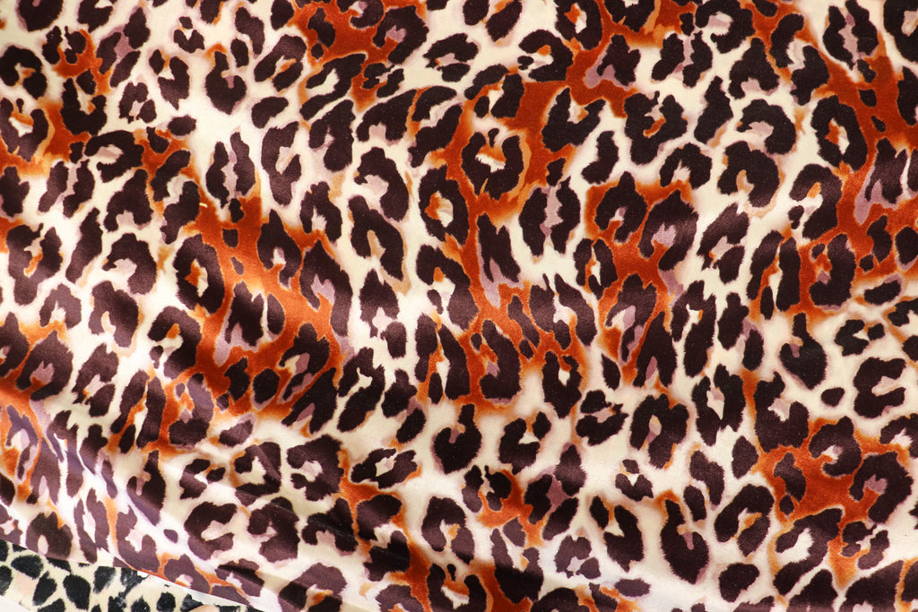 Brown Leopard Velvet Fabric Tonal Animal Print
