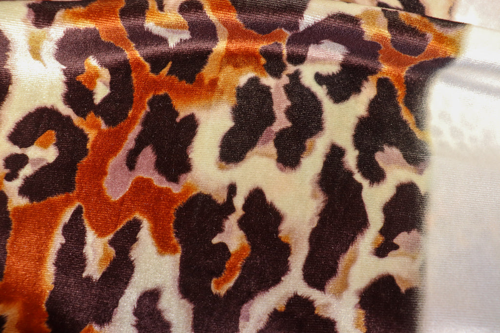 Brown Leopard Velvet Fabric Tonal Animal Print