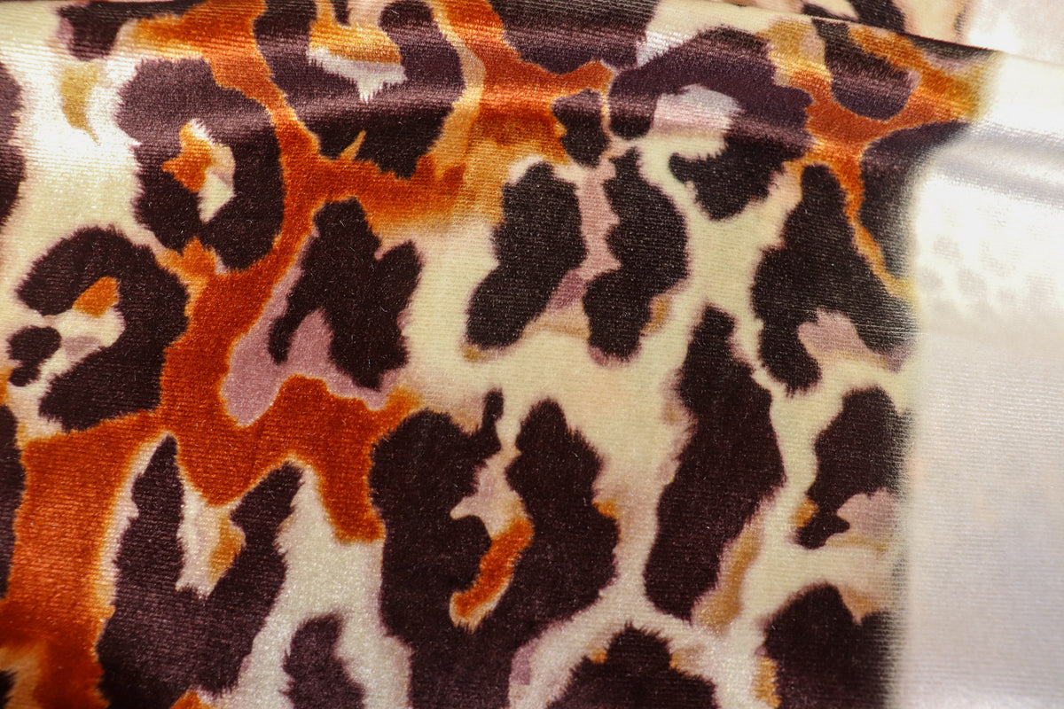 Brown Leopard Velvet Fabric Tonal Animal Print