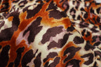 Brown Leopard Velvet Fabric Tonal Animal Print