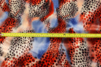 Red Blue Cheetah Velvet Fabric Tie Dye Waves Black Spots