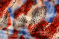 Red Blue Cheetah Velvet Fabric Tie Dye Waves Black Spots