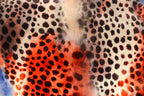 Red Blue Cheetah Velvet Fabric Tie Dye Waves Black Spots