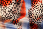 Red Blue Cheetah Velvet Fabric Tie Dye Waves Black Spots