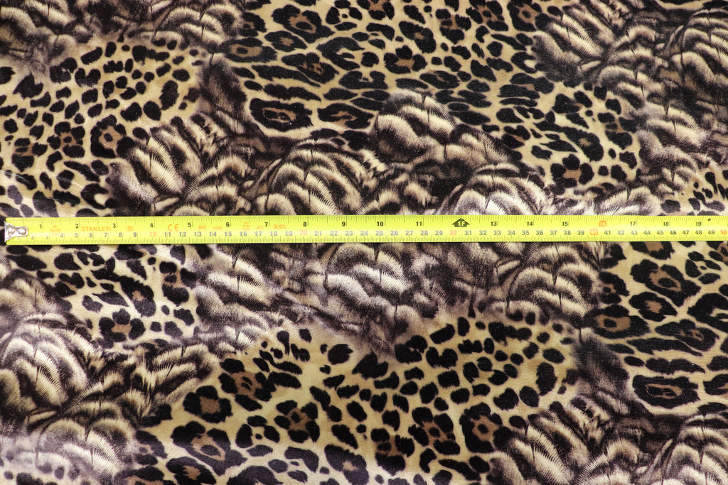 Beige Leopard Velvet Fabric Abstract Fur Effect Print