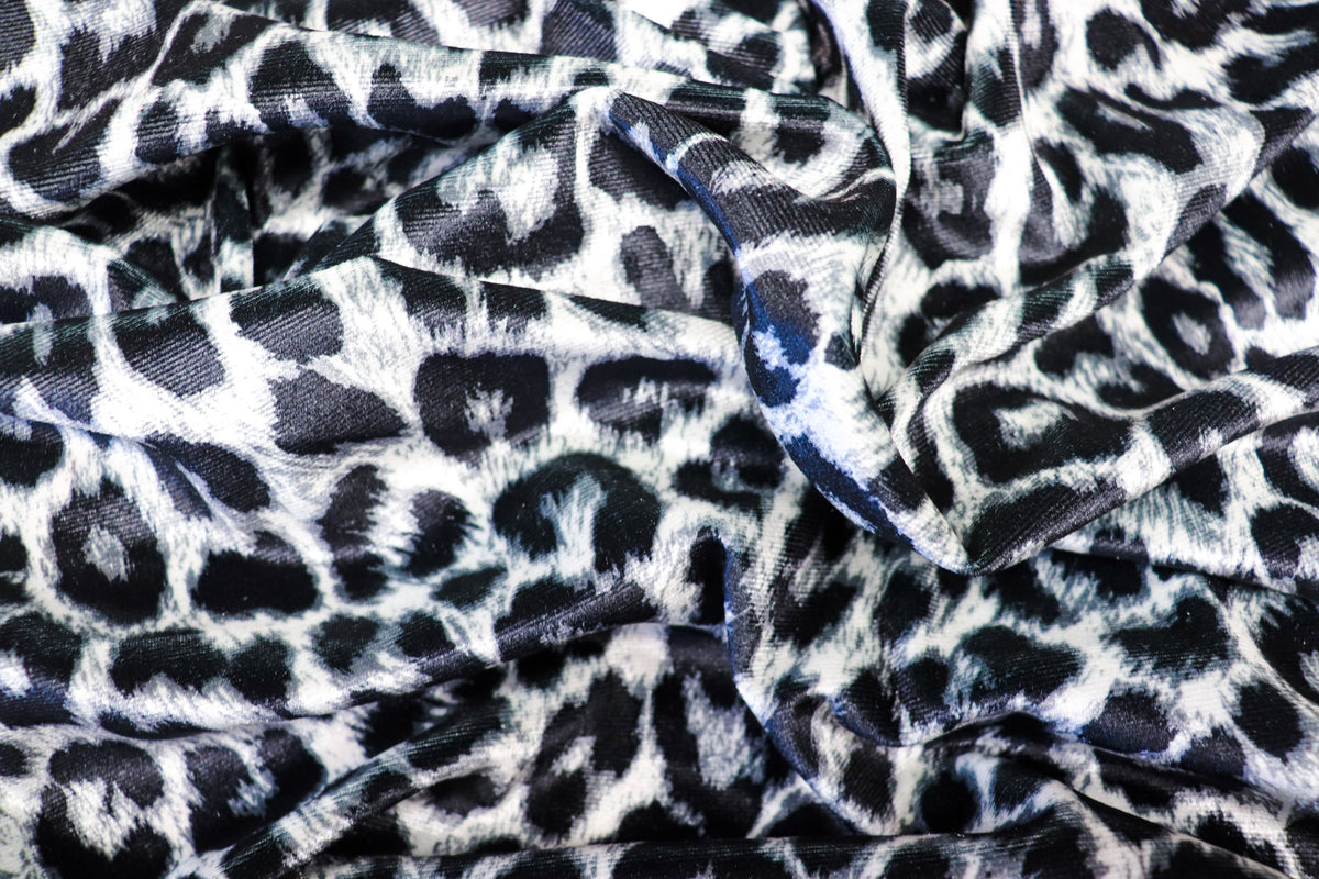 Brown Leopard Velvet Fabric Fur Effect Animal Print