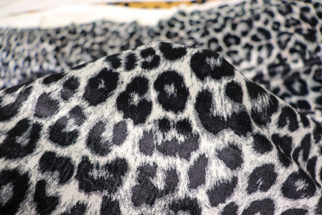 Brown Leopard Velvet Fabric Fur Effect Animal Print