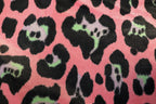 Jaguar Print Velvet Fabric Pink Black Lilac Green Animal Rosettes