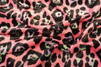 Jaguar Print Velvet Fabric Pink Black Lilac Green Animal Rosettes