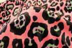 Jaguar Print Velvet Fabric Pink Black Lilac Green Animal Rosettes