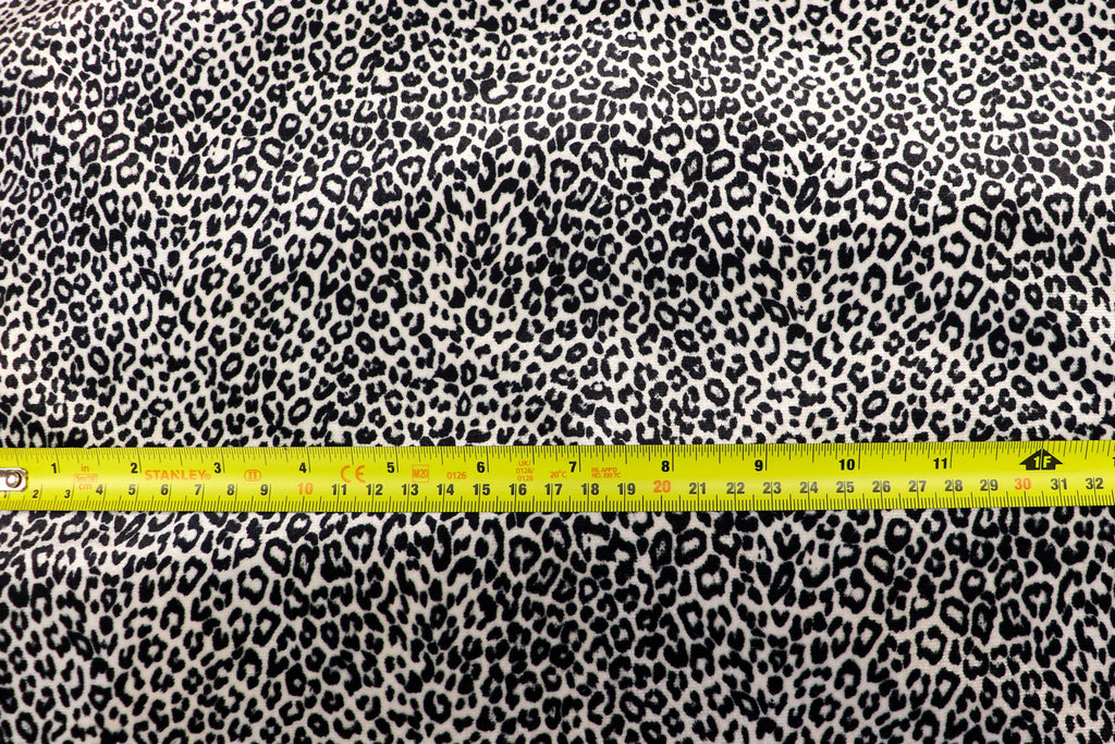 Silver Grey Leopard Velvet Fabric Mini Black Animal Spots