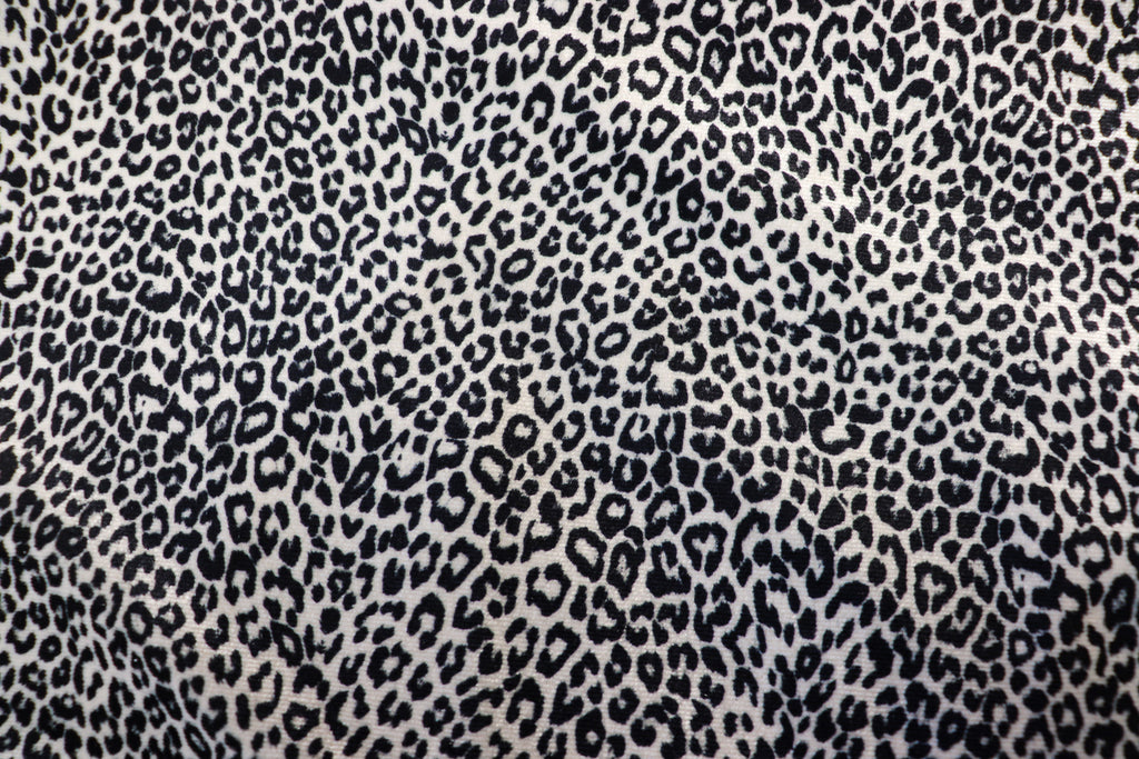Silver Grey Leopard Velvet Fabric Mini Black Animal Spots