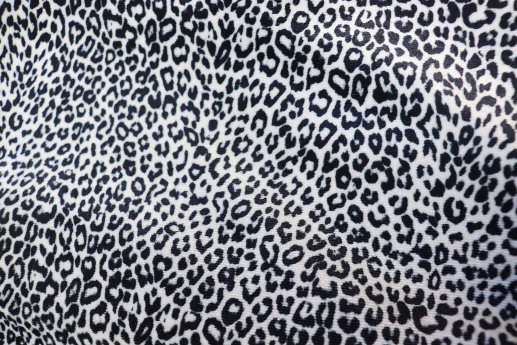 Silver Grey Leopard Velvet Fabric Mini Black Animal Spots