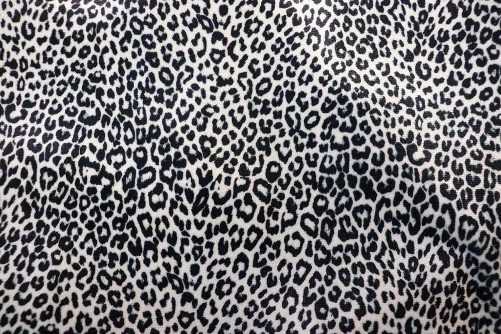 Silver Grey Leopard Velvet Fabric Mini Black Animal Spots