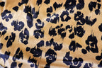 Beige Leopard Velvet Fabric Black Animal Spots