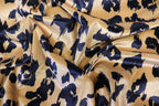 Beige Leopard Velvet Fabric Black Animal Spots