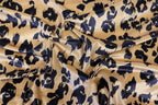 Beige Leopard Velvet Fabric Black Animal Spots