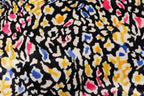 Black Leopard Velvet Fabric Yellow Pink Blue White Spots