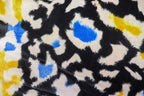 Black Leopard Velvet Fabric Yellow Pink Blue White Spots
