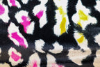 Black Leopard Velvet Fabric Yellow Pink Blue White Spots
