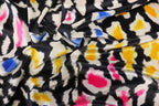 Black Leopard Velvet Fabric Yellow Pink Blue White Spots